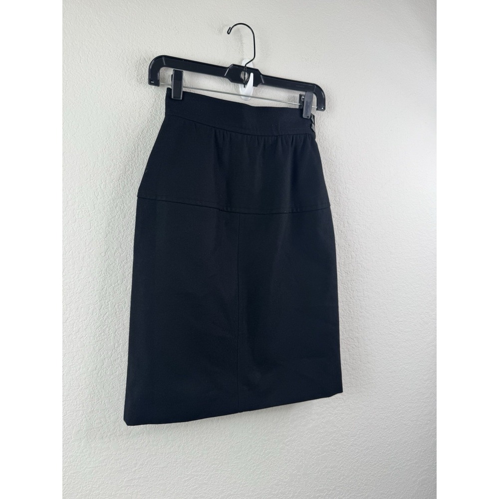 Yves Saint‎ Laurent YSL 100% Wool Pencil Skirt Black High Waist 38 US 4 Vtg 80s - Picture 5 of 10